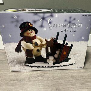 New in Box Adorable Snowman With A Wheelbarrow Full Of Snowballs
